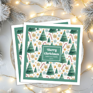 Contemporary Christmas Trees Festive Paper Napkins