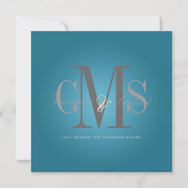 Contemporary + classy/teal blue invitation (Front)