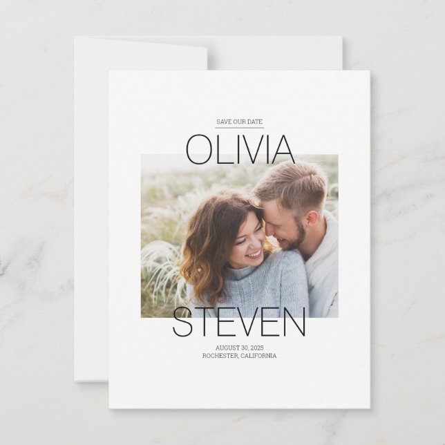 Contemporary Clean Minimalist Save the Date Photo (Front)
