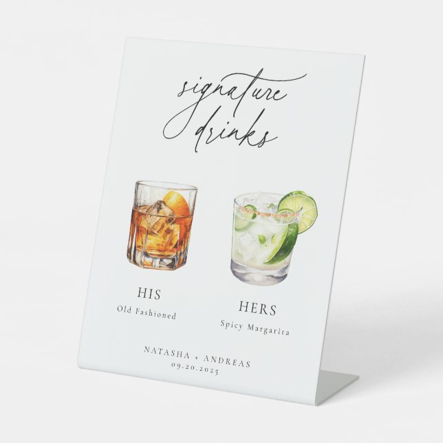 Contemporary Cocktails Signature Drinks Pedestal Sign (Front)