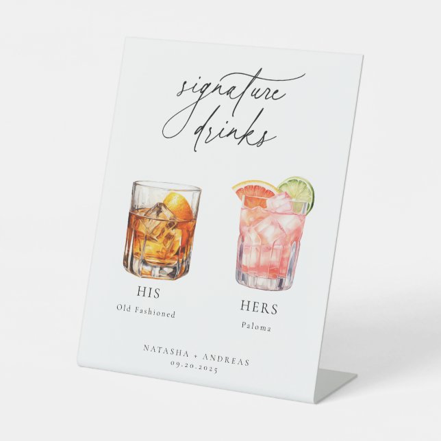 Contemporary Cocktails Signature Drinks Pedestal Sign (Front)