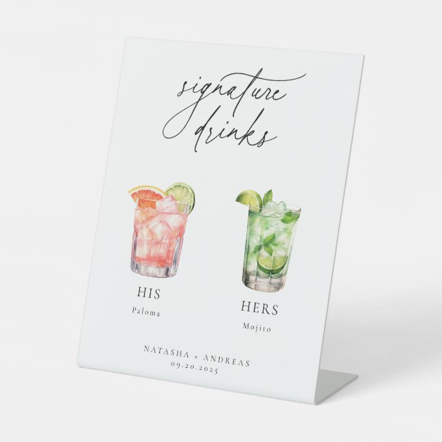 Contemporary Cocktails Signature Drinks Pedestal Sign (Front)