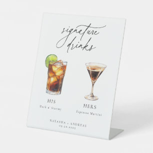 Contemporary Cocktails Signature Drinks Pedestal Sign