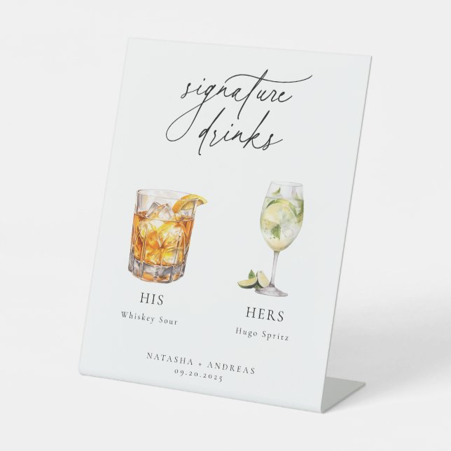 Contemporary Cocktails Signature Drinks Pedestal Sign (Front)