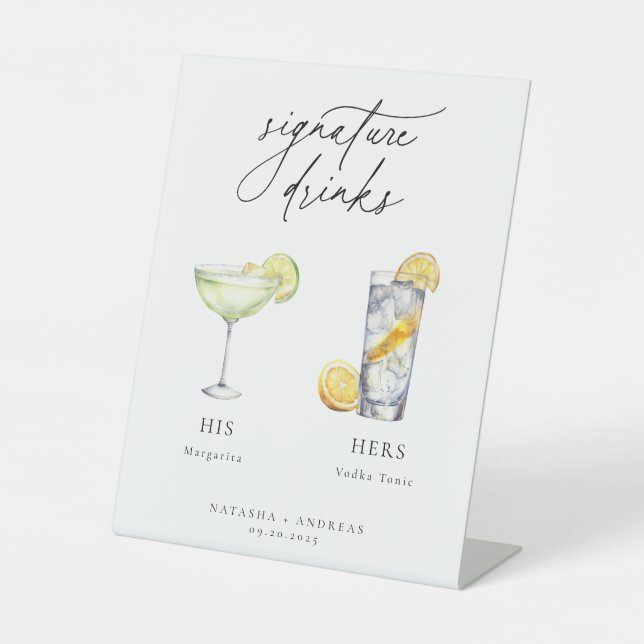Contemporary Cocktails Signature Drinks Pedestal Sign (Front)