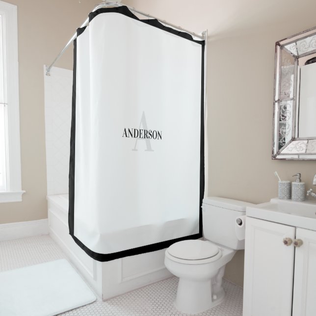 Contemporary Colonial Shower Curtain In Black (In Situ)