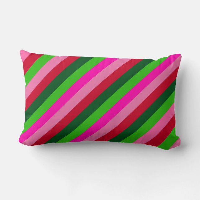 Contemporary Colors Christmas Stripes  Lumbar Cushion (Back)
