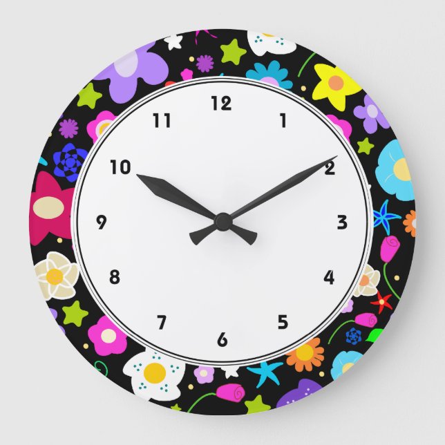 Contemporary Colourful Floral wall clock (Front)