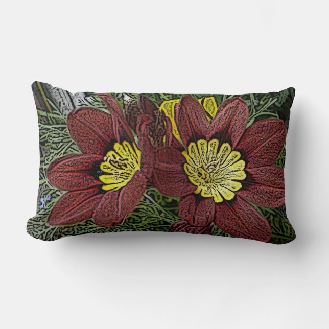 contemporary colourful modern flower pattern lumbar cushion (Front)