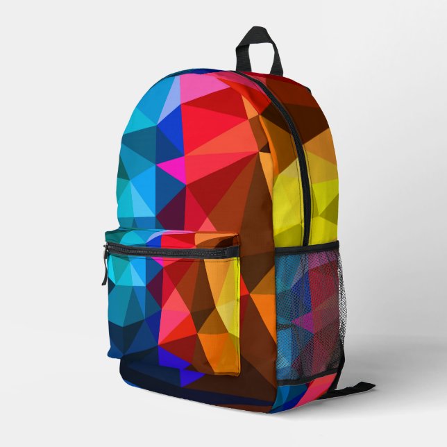 Contemporary Colourful Triangle Abstract Printed Backpack (Back Corner Right)