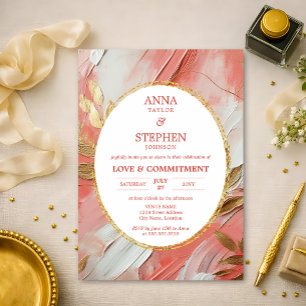Contemporary Coral Elegance Commitment Ceremony Invitation