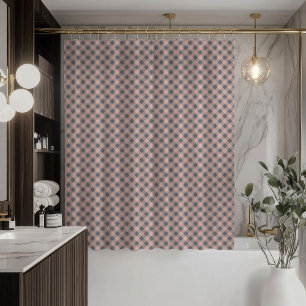 Contemporary Coral Grey Curtain Elegant Bath Accen