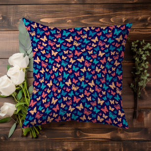 Contemporary coral Purple Butterfly Accent pattern Cushion