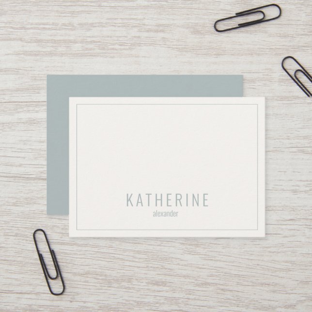 Contemporary Cream &  Seafoam Simple Business Card (Front/Back In Situ)