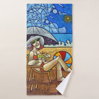Contemporary Cubist Beach Art - Summer Relaxation  Bath Towel Set