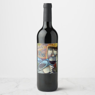 Contemporary Cubist Wine Art Custom Bottle Label