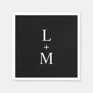 Contemporary Custom Monogram Black Wedding Napkin