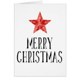 Contemporary Customised Red Star Christmas Card