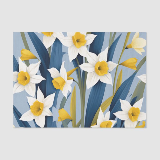 Contemporary Daffodil Flowers Tissue Paper (Front)