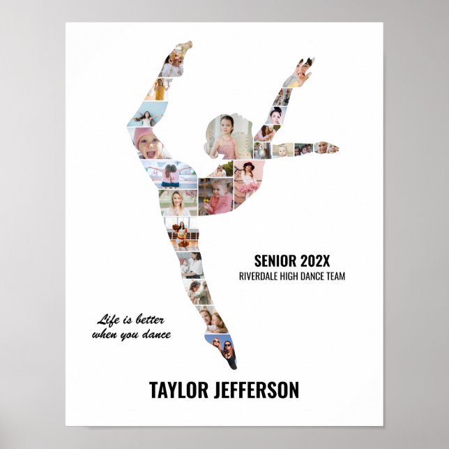 Contemporary Dance Photo Collage Senior Gift Poster (Front)