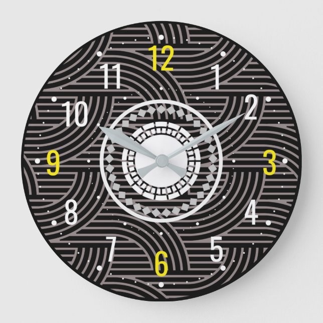 Contemporary Dark Decor - Modern Black Large Clock (Front)