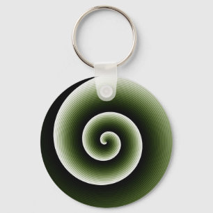 Contemporary Dark Deep Green Stylish Twirl Pattern Key Ring