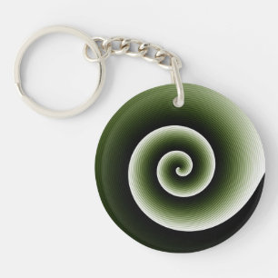 Contemporary Dark Green Stylish Twirl Pattern Key Ring