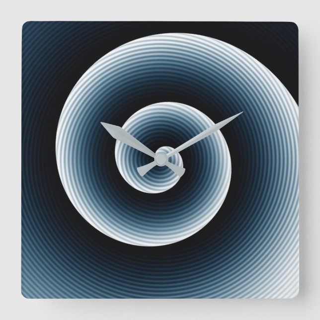 Contemporary Deep Blue Stylish Twirl Pattern Square Wall Clock (Front)