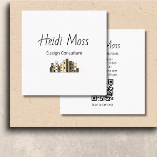 Contemporary Design Consultant QR code Modern Square Business Card