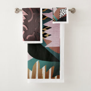 Contemporary Digital Afrocentric Art Deco Bath Towel Set