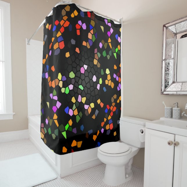 Contemporary Digital Stained Glass Shower Curtain (In Situ)