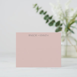 Contemporary Dusty Blush Minimalist Couple Name Card
