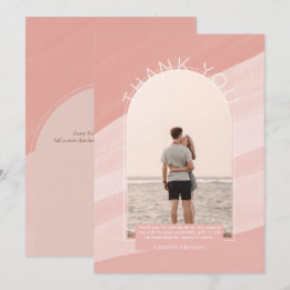 Contemporary  Dusty Pink Striped PHOTO THANK YOU Invitation