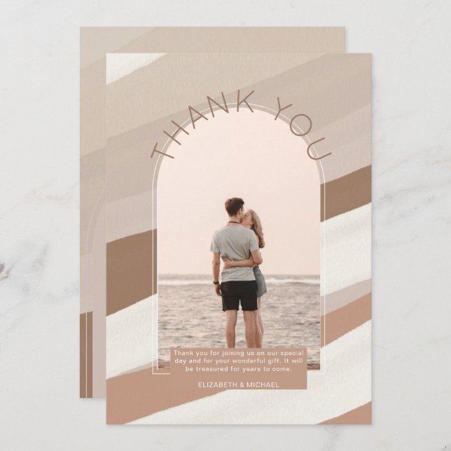 Contemporary  Dusty Striped PHOTO THANK YOU Invita Invitation (Front/Back)