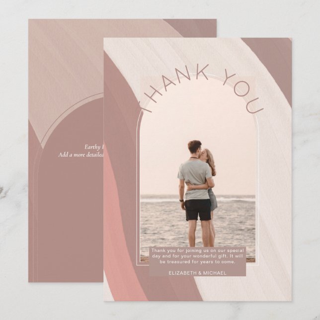 Contemporary  Dusty Striped PHOTO THANK YOU Invitation (Front/Back)
