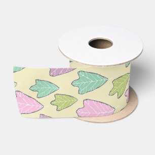 Contemporary Easter Oak Leaves Pattern Satin Ribbon