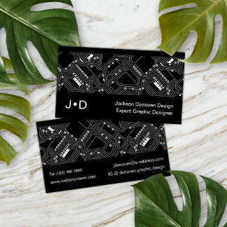Contemporary Eclectic Circuit Print Art Pattern Business Card