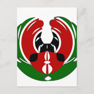 Contemporary Edgy Kenyan Flag Pattern Art Design. Postcard