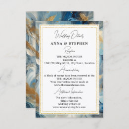 Contemporary Elegance: Blue White Gold Details Enclosure Card