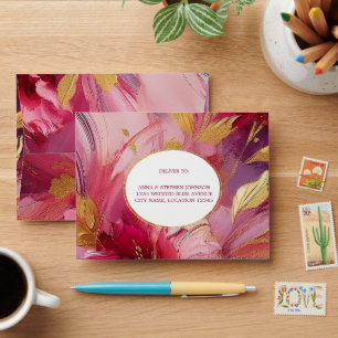Contemporary Elegance: Fuchsia Pink Gold Return Envelope