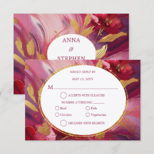 Contemporary Elegance: Fuchsia Pink Gold RSVP Card