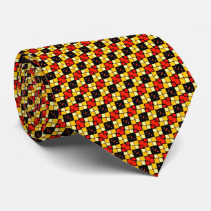 Contemporary Elegance: Yellow, Black Red Geometric Tie