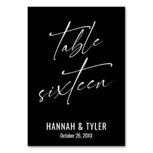 Contemporary Elegant Black Table Sixteen Number