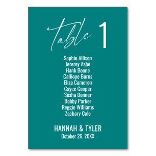 Contemporary Elegant Teal Single Digit Table Number