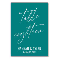 Contemporary Elegant Teal Table Eighteen