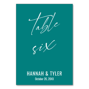 Contemporary Elegant Teal Table Six Number
