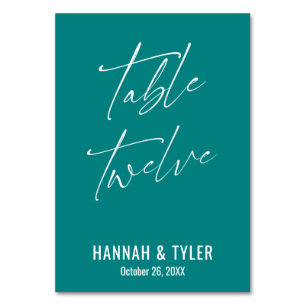 Contemporary Elegant Teal Table Twelve Number