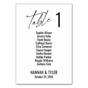 Contemporary Elegant Typography Single Digit Table Number