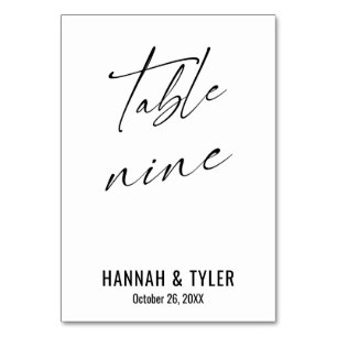 Contemporary Elegant Typography Table Nine Number