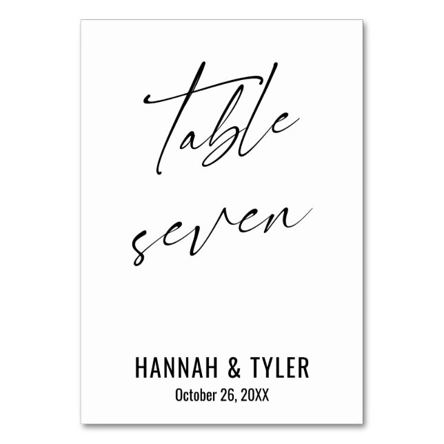 Contemporary Elegant Typography Table Seven Number (Front)